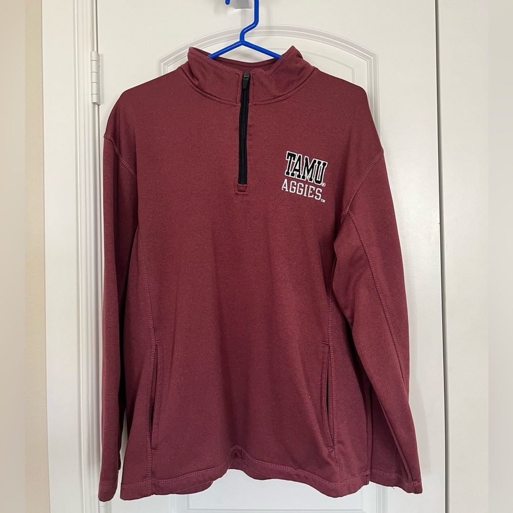 TAMU Aggies Women’s Maroon Embroidered Quarter zip Pullover Pockets